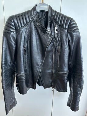 Belstaff Luxury Leather Motorcycle Jacket Black Quilted Moto Biker